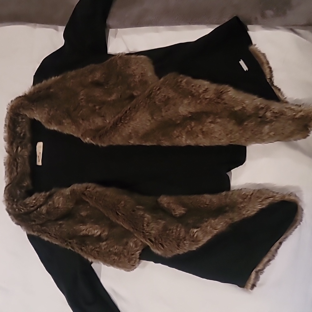 Hollister faux fur open sweater jacket NWOT